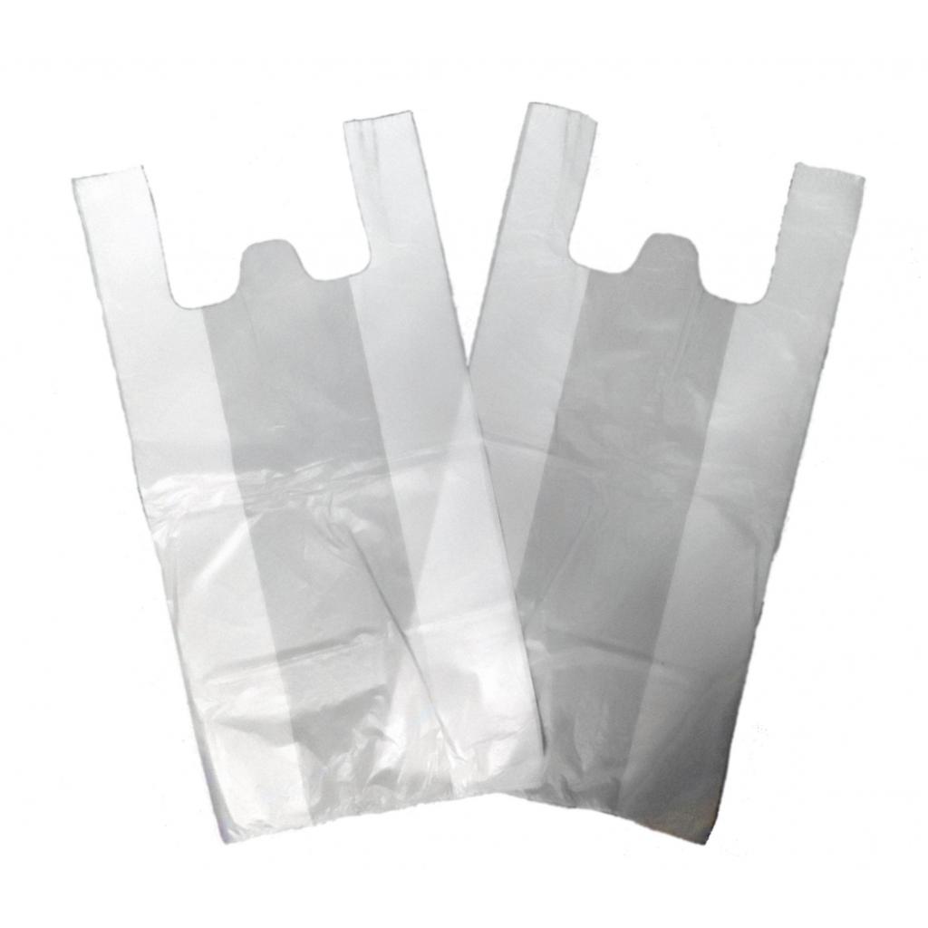 100 WHITE VEST STYLE CARRIER BAGS PLASTIC POLYTHENE 10" x 15" x 18" 15MU NEW 
