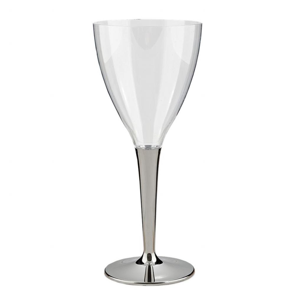 130ml Sabert Mozaik Silver Stem Clear Plastic Wine Cups Glasses