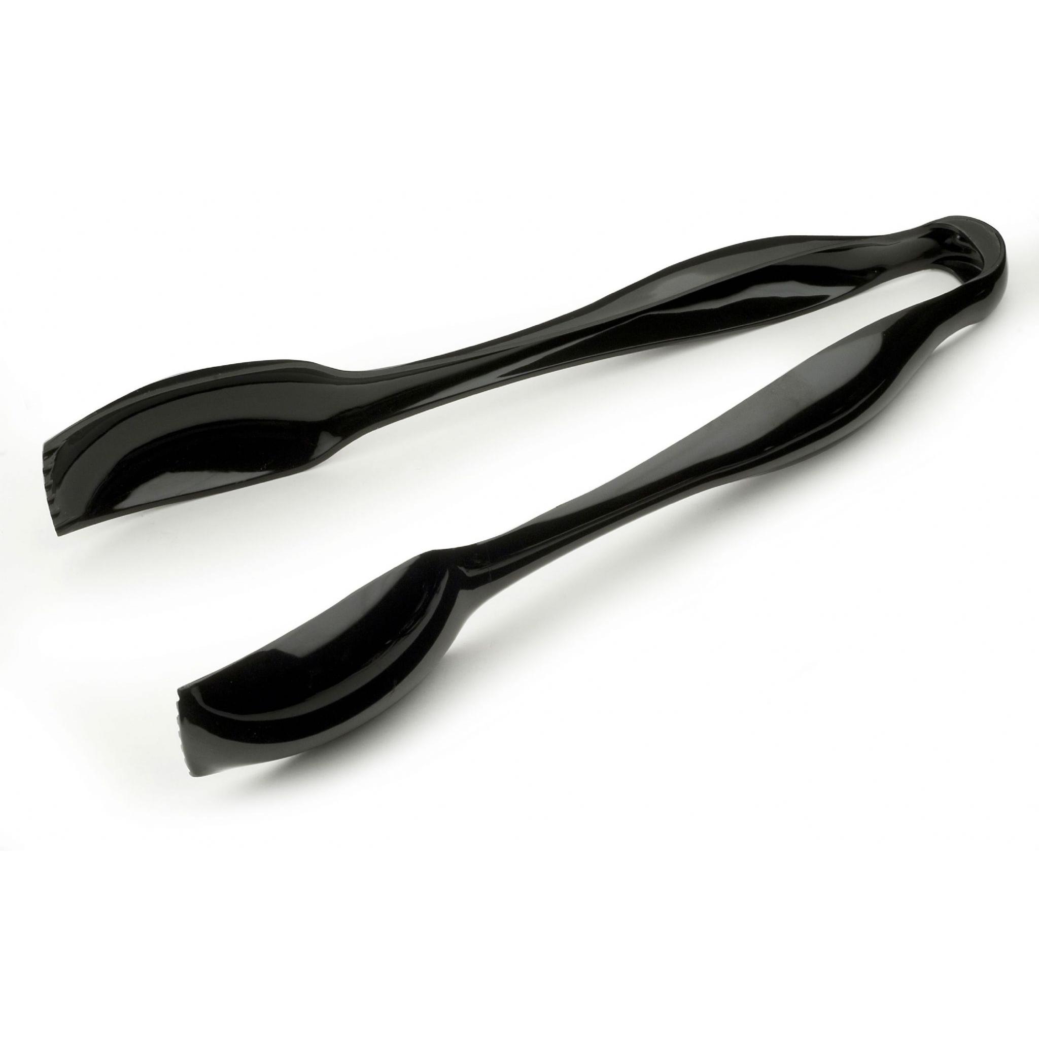 Sabert Mozaik Black Plastic Tongs Strong Heavy Duty Reusable Disposable Cutlery Ideal For Salads