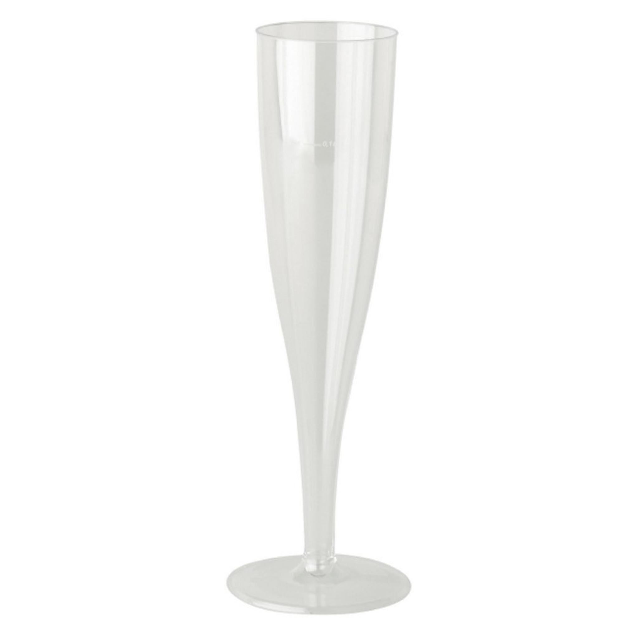 Clear Crystal Plastic 100ml Champagne Flutes Glasses Hard Strong