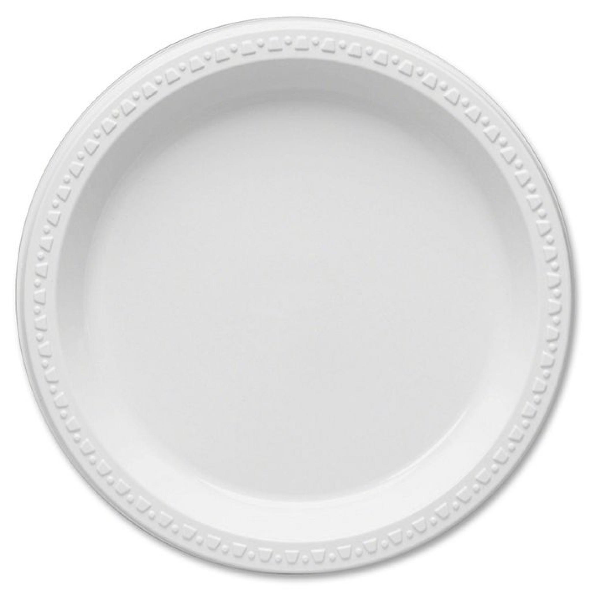 10 White Round 10/" Salad Plates Gold Trim Wedding Catering Disposable Supplies