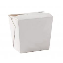 White 16oz Square Paper Oriental Noodle Pots Containers - Rice Curry Takeaway Food Pails Boxes