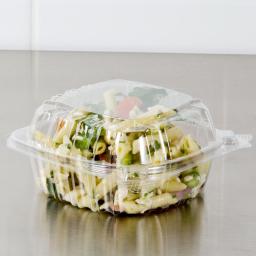 Dart Solo 500cc Clear Shallow Plastic Salad Container C53PST1 with Clear Seal Hinged Lid