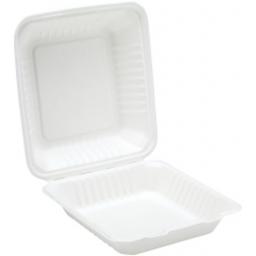 White 9" Paper Meal Box Containers - Compostable Bagasse Sugarcane