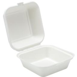 White 6" Paper Burger Box Containers - Compostable Bagasse Sugarcane