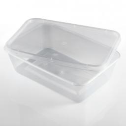 Rectangular 750ml Microwave Clear Plastic Food Containers for Freezing Takeaway Hot Cold Foods - 750cc
