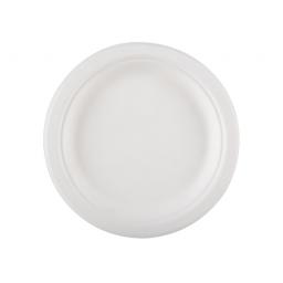 Round 7" Strong White Paper Plates Biodegradable Bagasse Disposable Starter Snack - 19cm