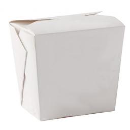 White 32oz Square Paper Oriental Noodle Pots Containers - Rice Curry Takeaway Food Pails Boxes