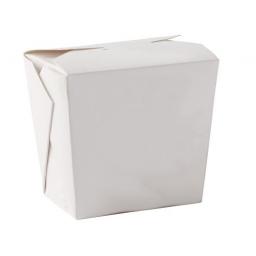 White 26oz Square Paper Oriental Noodle Pots Containers - Rice Curry Takeaway Food Pails Boxes