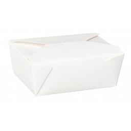 No8 White 46oz Square Paper Food Containers - Hot Rice Curry Takeaway Boxes