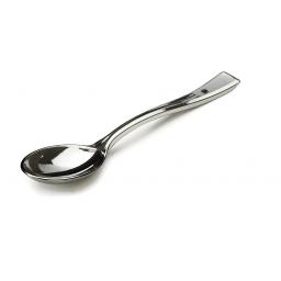 Sabert Mozaik 13cm Silver Plastic Coffee / Teaspoons Metallised Reusable Disposable Cutlery