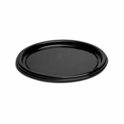 9" Mozaik Black Ebony Standard Plastic Dinner Starter Plates 23cm - 25 pack