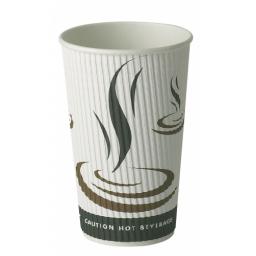16oz Weaved Paper Coffee Cups Kraft Ripple 3 Ply Insulated For Tea Espresso Hot Drinks