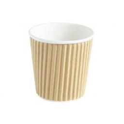 4oz Brown Paper Coffee Cups Kraft Ripple 3 Ply Insulated For Tea Espresso Hot Drinks