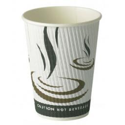 12oz Weaved Paper Coffee Cups Kraft Ripple 3 Ply Insulated For Tea Espresso Hot Drinks