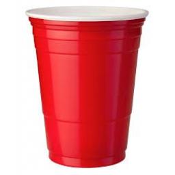 Red American Party Cups 16oz / 455ml - Disposable Plastic Ruby Red Apple Beer Pong Cold Drinks Cups