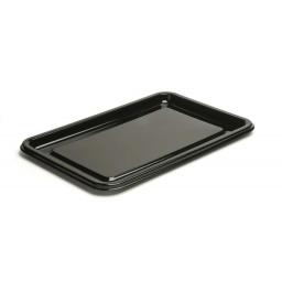 Sabert Medium Black Plastic Rectangle Serving Buffet Platters - 46x30cm