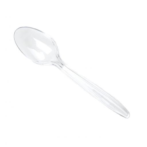 Clear Plastic Spoons Strong Heavy Duty Reusable Disposable Cutlery