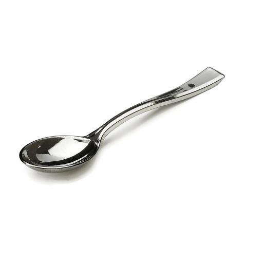 Sabert Mozaik 10cm Silver Plastic Mini Cocktail Spoons Metallised Reusable Disposable Cutlery