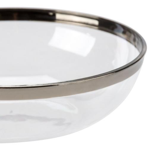 Mozaik Sabert Clear Plastic Bowls Silver Rim 14cm Side Dessert