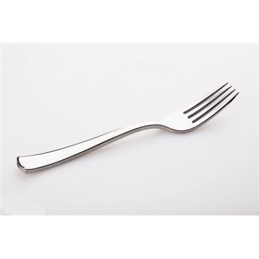 Sabert Mozaik 19cm Plastic Silver Forks Metallised Reusable Disposable Cutlery