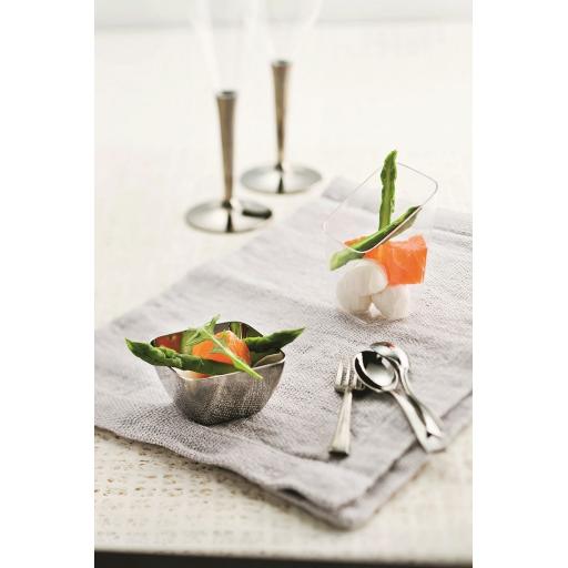 Mozaik Sabert Small Silver Plastic 5.7cm Tasting Appetiser Bowls - Strong Disposable or Reusable