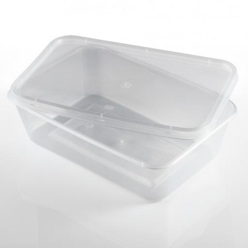 Rectangular 650ml Microwave Clear Plastic Food Containers for Freezing Takeaway Hot Cold Foods - 650cc