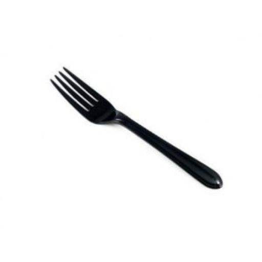 Black Plastic Forks Strong Heavy Duty Reusable Disposable Cutlery