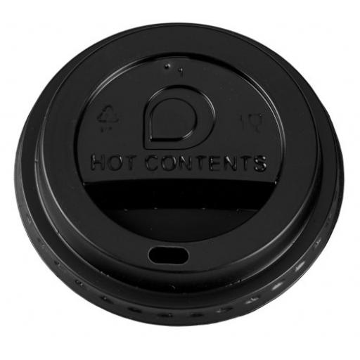 Black Sip-Though Lids Fits 8oz Paper Coffee Cups Disposable