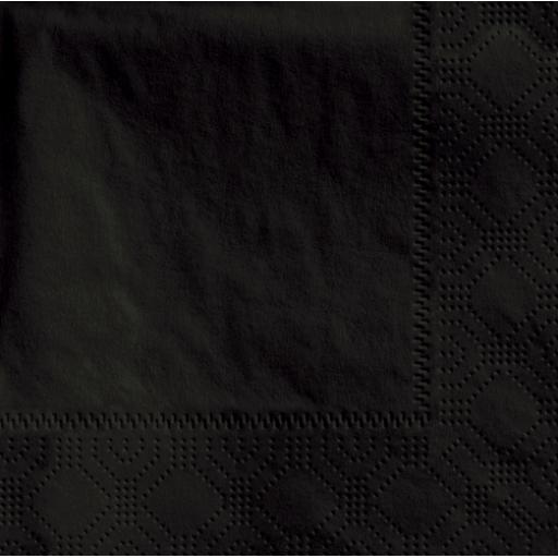 Black Paper Napkins 3 Ply 40cm 4 Fold Tissue Serviettes