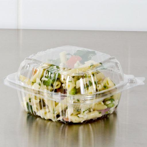 Dart Solo 750cc Clear Shallow Plastic Salad Container C57PST1 with Clear Seal Hinged Lid