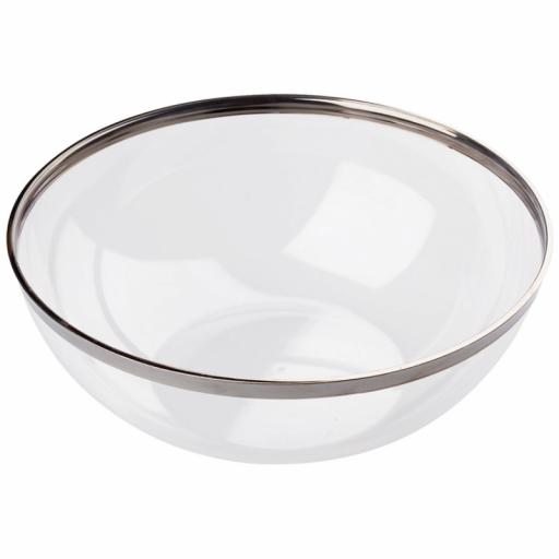 Mozaik Sabert Clear Plastic Bowls Silver Rim 14cm Side Dessert