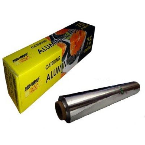 Aluminium Kitchen Catering Foil 450mm x 75m with inbuilt Cutter - Catering Size