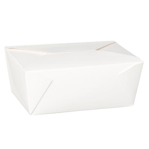 No4 White 98oz Square Paper Food Containers - Hot Rice Curry Takeaway Boxes