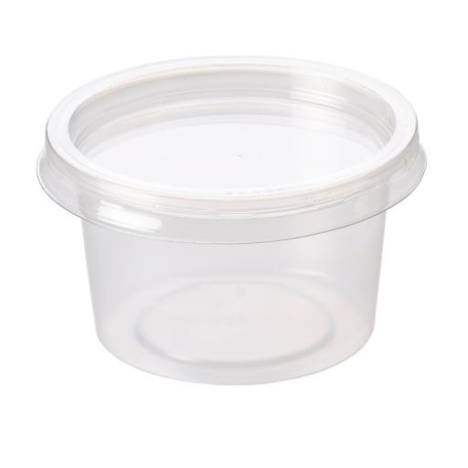2oz Clear Plastic Chutney Cups Hinge Lids Sauce Pots Deli Condiment Reusable 