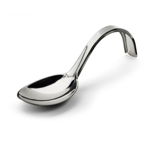 Sabert Mozaik 13cm Silver Plastic Curly Tasting Spoons - Metallised Reusable Disposable Cutlery