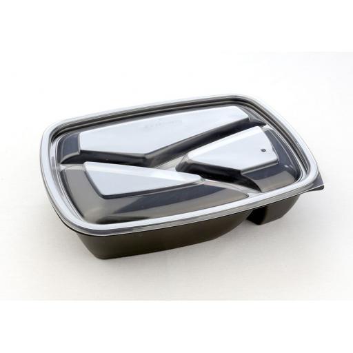 Sabert Fastpac 3 Compartment LIDS Clear Rectangular Microwaveable - Takeaway Hot Cold Foods (HOT52873)