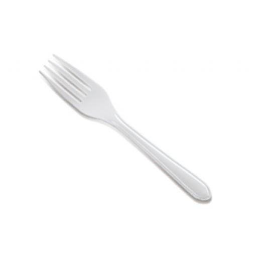 White Plastic Forks Strong Heavy Duty Reusable Disposable Cutlery