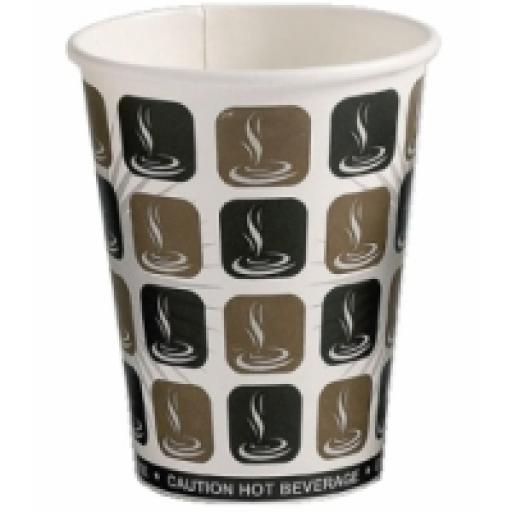 10oz Mocha Cafe Coffee Cups Paper Single Wall Disposable Tea Cappuccino Hot Drinks