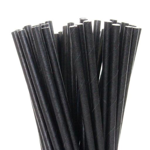 Black Paper Drinking Straws- Biodegradable Eco Recyclable - 200mm x 6mm
