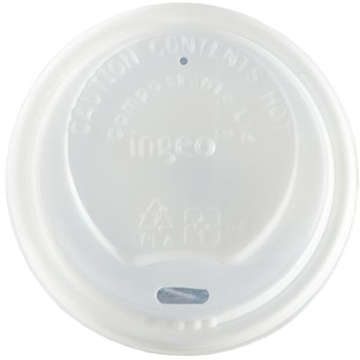 Compostable CPLA Lids 8oz White Sip-Though - Fit Compostable Bamboo Paper Coffee Cups Disposable