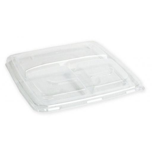 BePulp 3 Compartment PP Clear Lids for Meal Box Container 23x23cm - PUL51903PP
