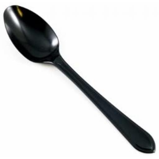 Black Plastic Spoons Strong Heavy Duty Reusable Disposable Cutlery