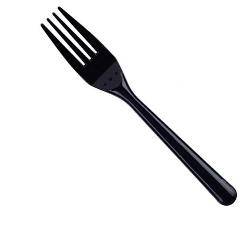 Black Plastic Forks Strong Heavy Duty Reusable Disposable Cutlery