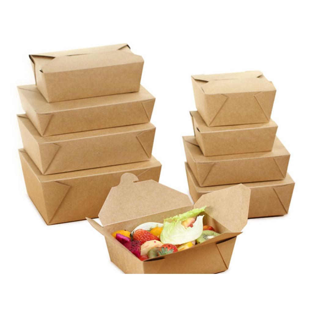 No8 White 46oz Square Paper Food Containers Hot Rice Curry Takeaway Boxes x 150