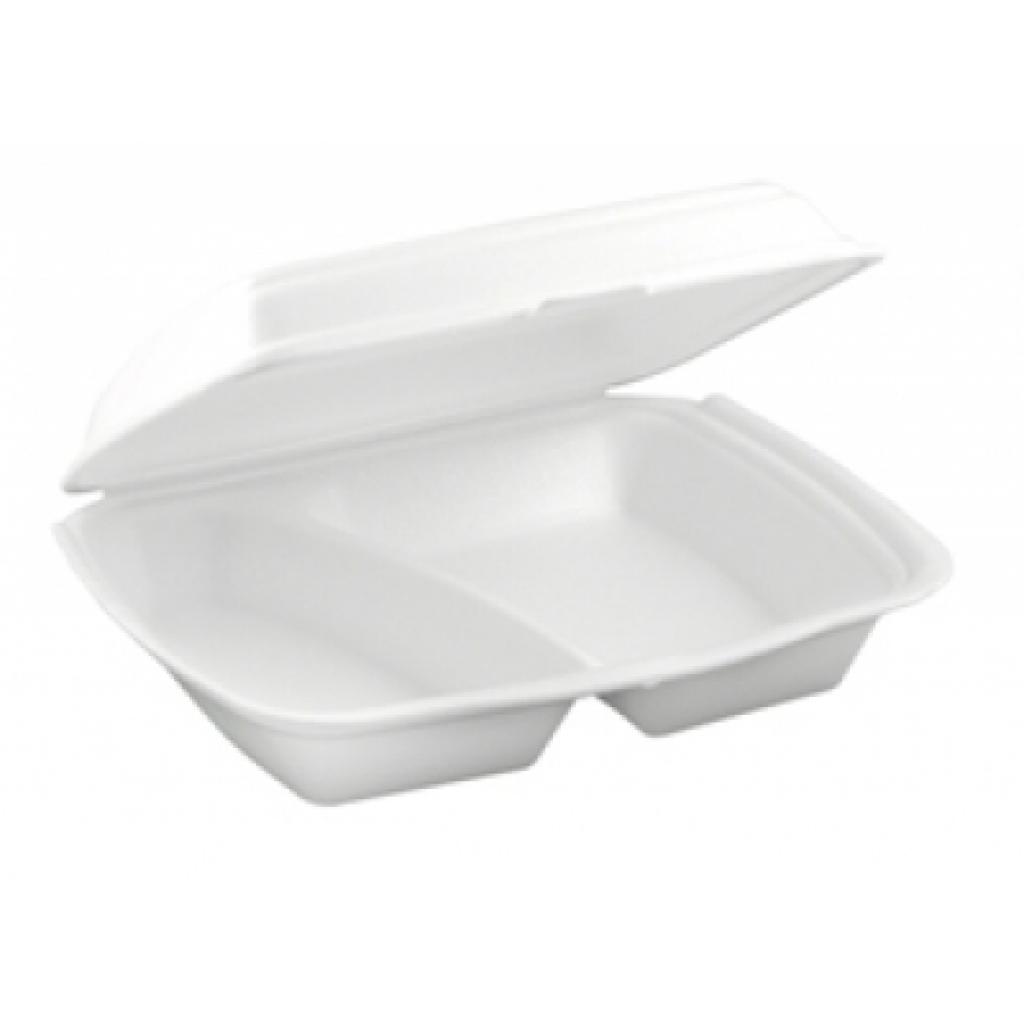 FP10 White 9" Burger Box Foam Polystyrene Containers