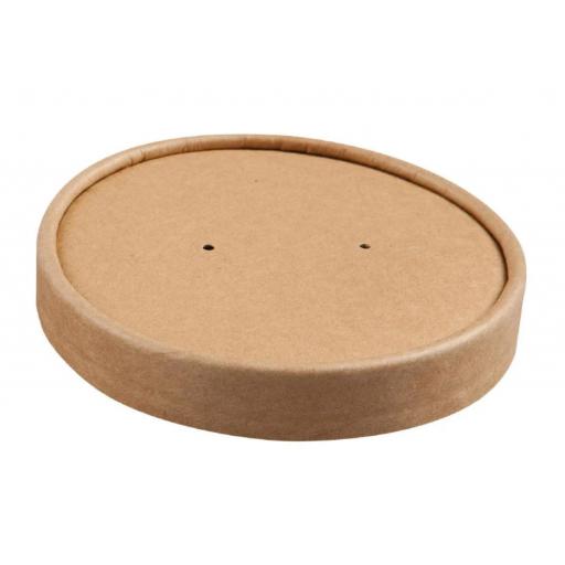 26oz / 32oz Kraft Paper Vented Lids to Fit Brown Kraft HD Soup Containers