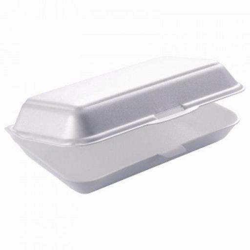 FP9 White 7" Burger Box Foam Polystyrene Containers