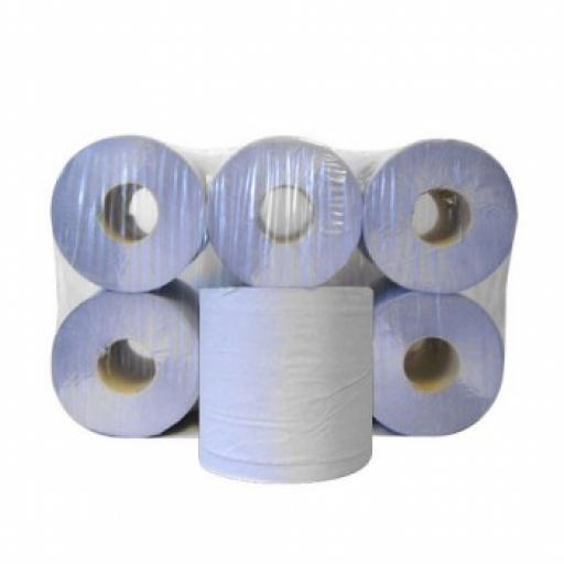 Blue Center feed Rolls Hand Paper Towels 2 Ply 100m - 6 Pack