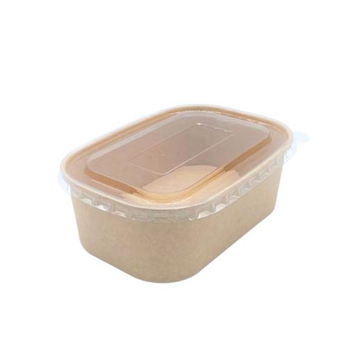 Kraft Rectangular 750ml Microwave Deli Food Takeaway Containers with Clear PP Lids